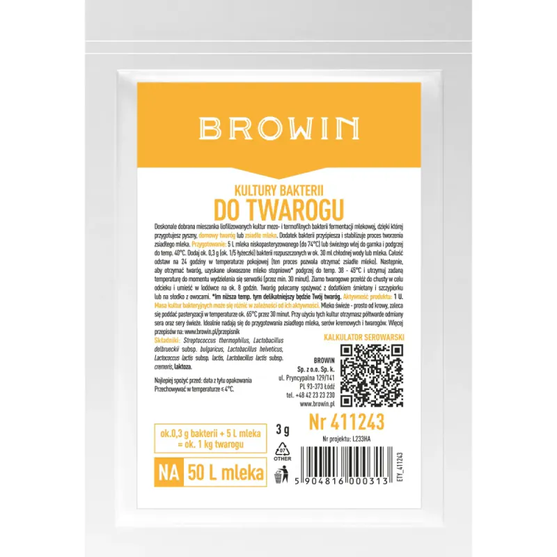 Startkultur for Ferskost og Cottage Cheese (Til 50L)