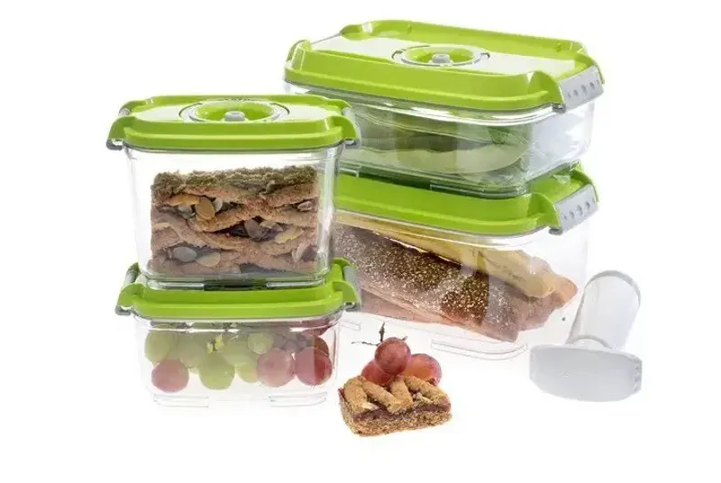 Vacuum Container Set 5 Pieces Green - With Electric Pump